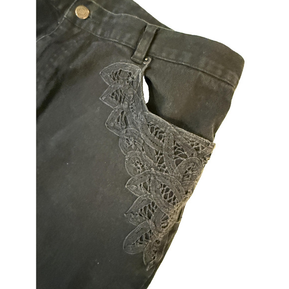 Lauren Ralph Lauren Jeans Womens 18W Black Embroidered Lace Vintage Y2K - Picture 3 of 8
